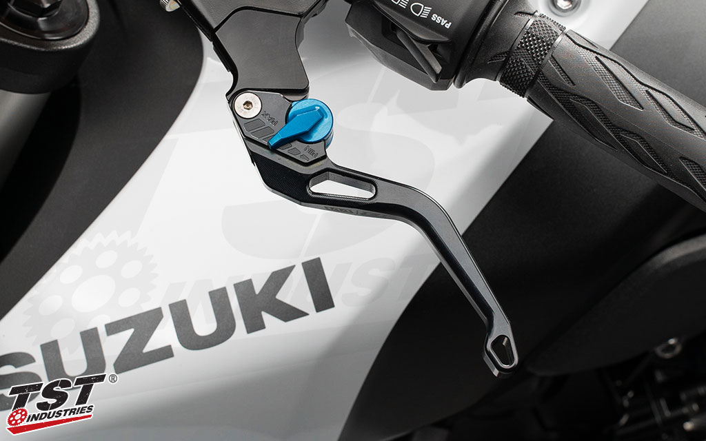 Upgrade your levers with blue anodized lever adjusters (Sold Separately).