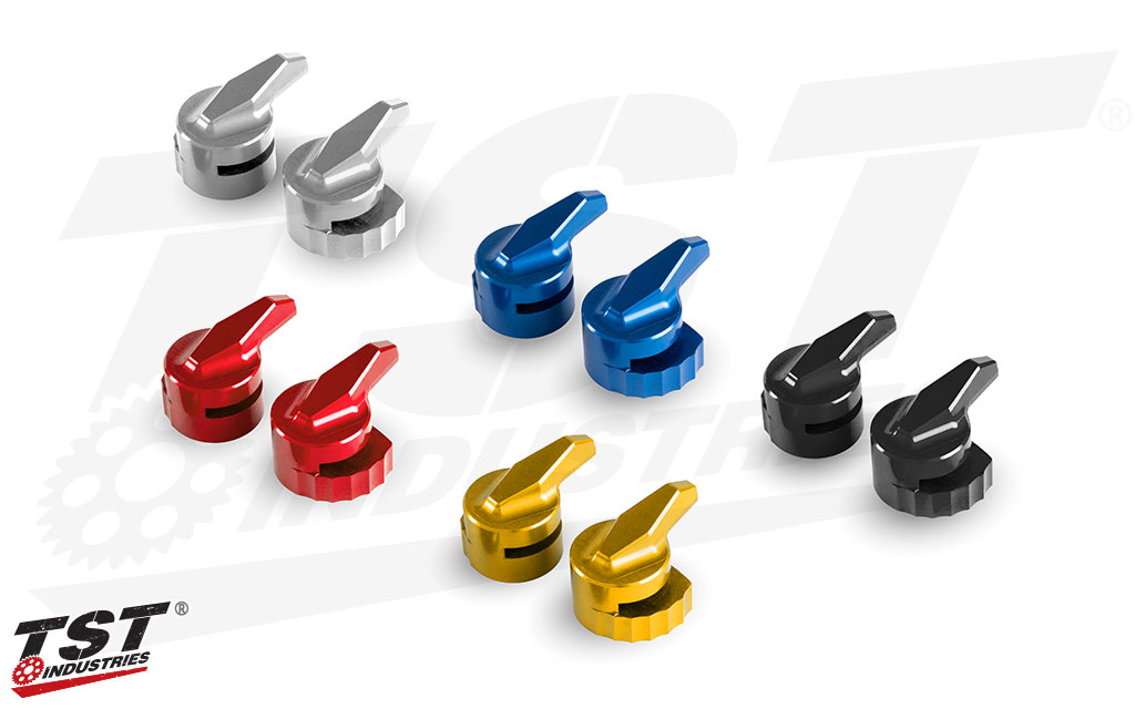 Womet-Tech Evos Lever Anodized Adjusters available in five different colors.