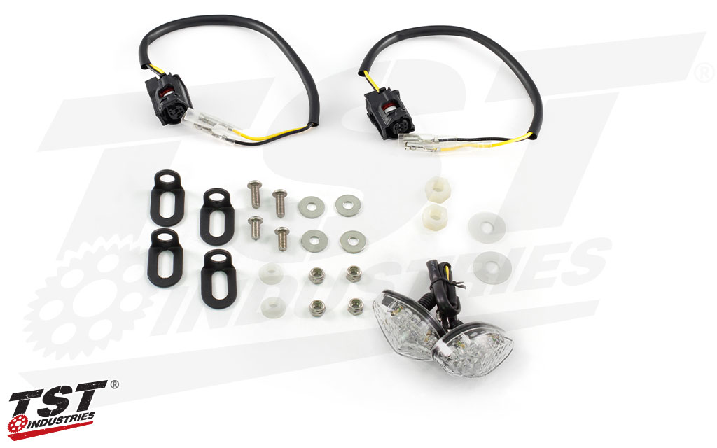 TST Low Mount LED Rear Turn Signal Kit for Yamaha YZF-R7 2022+ - Clear lens shown.