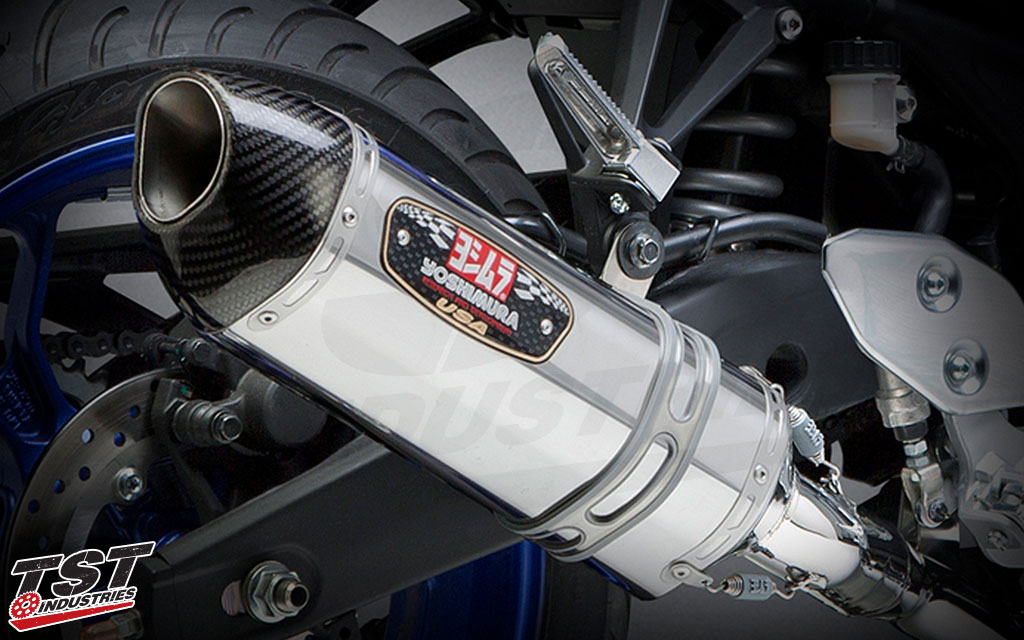 Yoshimura Race R-77 stainless steel canister and stainless mid pipe and headers. 