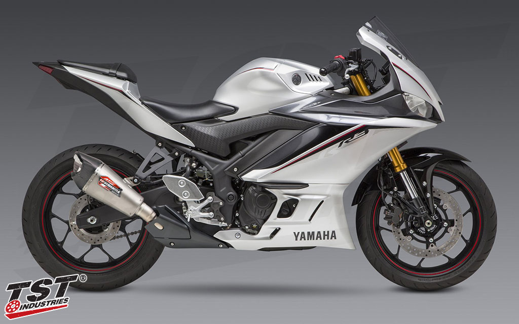 Yoshimura AT-2 Street Series Stainless Slip-On Exhaust for Yamaha YZF-R3 2015+ / MT-03 2020+