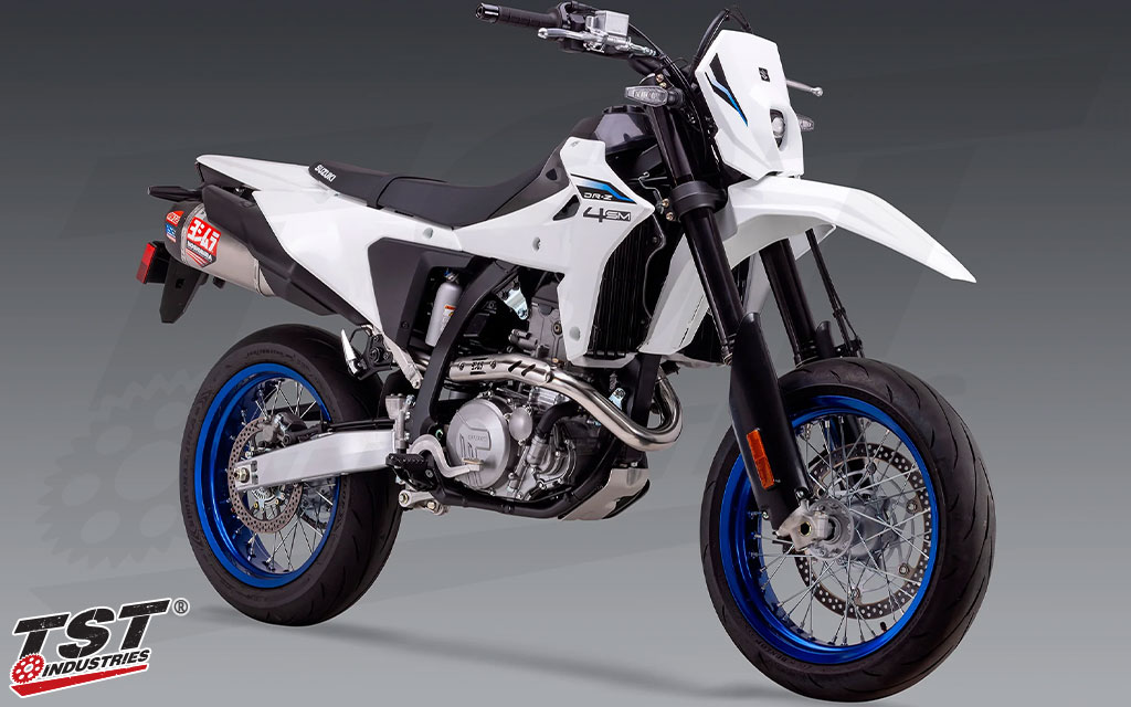 Upgrade your Suzuki DR-Z4 with Yoshimura's signature sound, style, and performance.