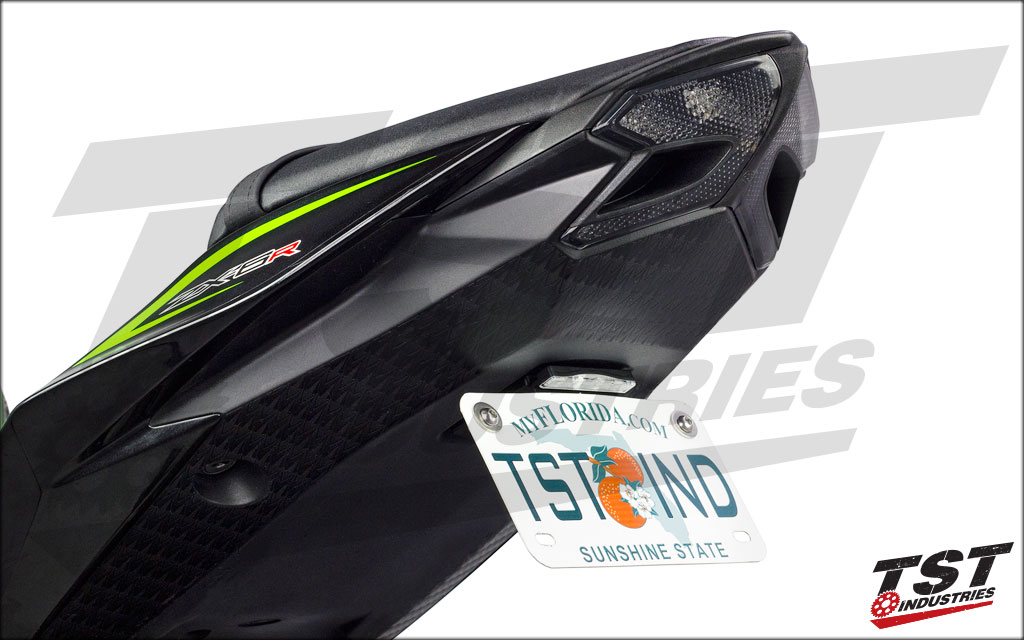 TST Industries Fender Eliminator shown with Low-Profile License Plate Light.