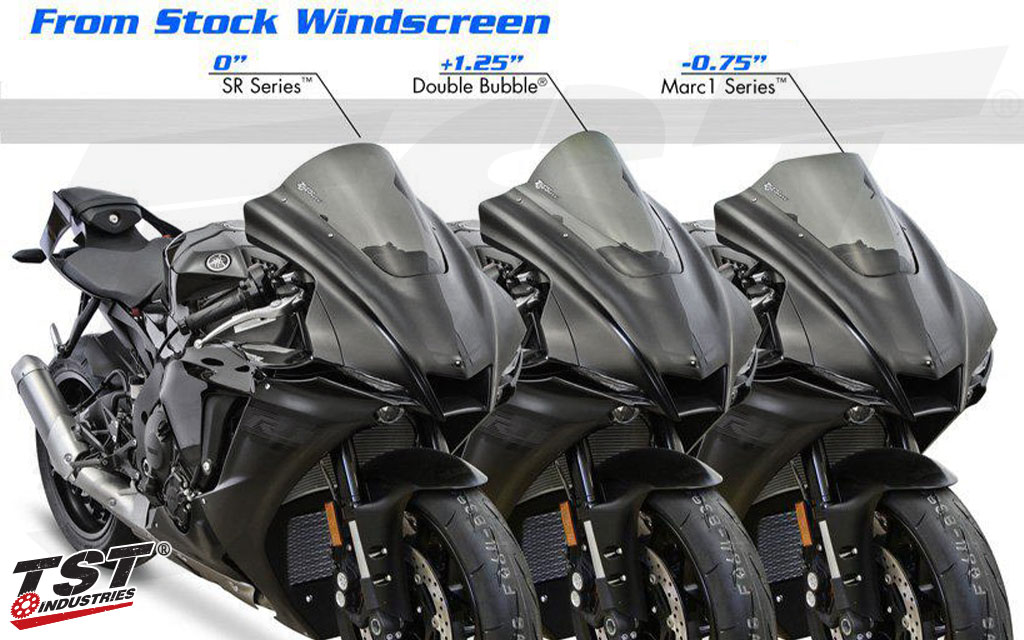 Compare the Double Bubble windscreen to the stock windscreen profile.